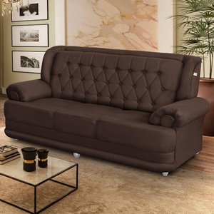 Sofá 2,00m 3 Lugares Suede Filadélfia Marrom Café