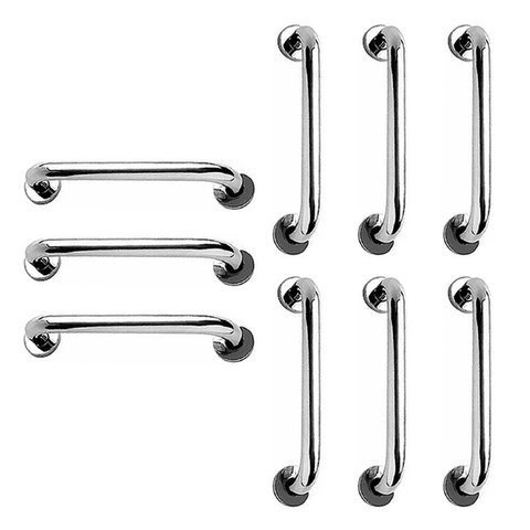 Barra de Apoio 40cm Aço Inox Kit 9 Unidades Cadeirante Idoso Deficiente Acessibilidade Banheiro Box 