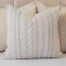 Almofada de Tricot Trança Larga Offwhite Quadrada:Completa - 2