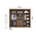 Ver imagem 2 de Roupeiro Vitoria 3 Portas Slide com Kits Espelhos e Kit 8 Pes Retangular Menor Avela/off White Panan