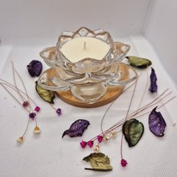 Velas Aromática com Porta Velas de Madeira Kit Presente Vela:cubo de Vidro - 6