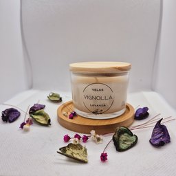 Velas Aromática com Porta Velas de Madeira Kit Presente Vela:cubo de Vidro - 4