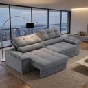 Ver imagem 1 de Sofá com Chaise Bariloche 4 Lugares Retrátil e Reclinável 240cm Grafite Cia Lar