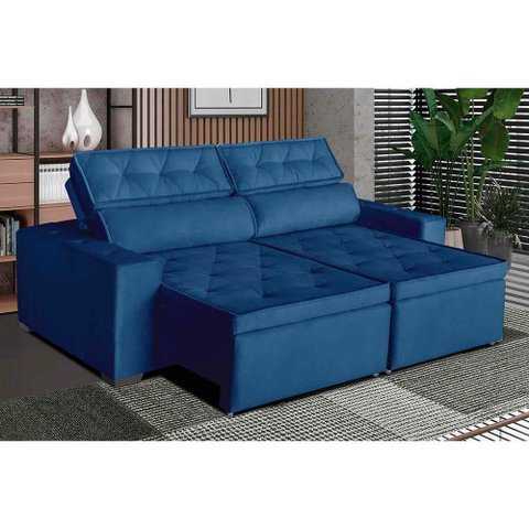 Sofá Áustria 4 Lugares 2,50cm - de Casa Décor e Estofados Azul