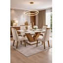 Ver imagem 1 de Conjunto de Jantar 6 Lugares 1,80 em Mdf Pérola - Domus
