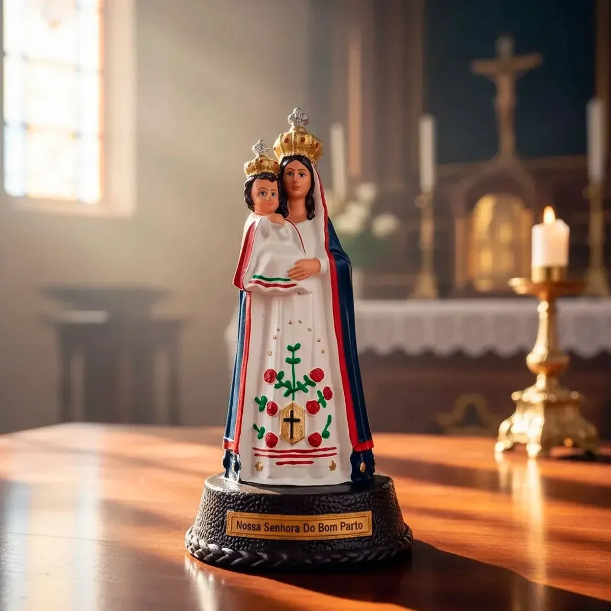 Ver imagem 2 de Imagem de Nossa Senhora do Bom Parto de Borracha Inquebrável - 22 cm