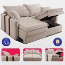 Ver imagem 7 de Sofá Baú sem Caixa Retrátil 1,60m Softgel Bonnie Boucle Bege Claro Cama Inbox