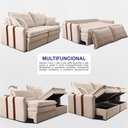 Ver imagem 5 de Sofá Baú sem Caixa Retrátil 1,60m Softgel Bonnie Boucle Bege Claro Cama Inbox