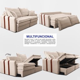 Sofá Baú sem Caixa Retrátil 1,60m Softgel Bonnie Boucle Bege Claro Cama Inbox - 5