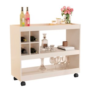 Aparador Barzinho Adega com Rodinhas 4050 Jb Bechara:pérola