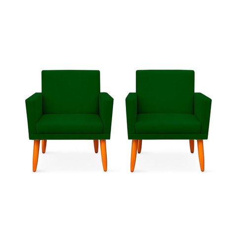 Kit 2 Poltrona Cadeira para Sala Confortável e Minimalista Paris em Suede