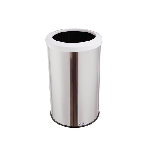 Lixeira Para Cozinha 35 Litros Aro Esmaltado Cesto Lata De Lixo - Branco