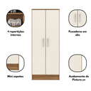 Ver imagem 4 de Armário Multiuso 2 Portas 3 Prateleiras 128 cm Ballena Amêndola/Off White