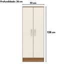 Ver imagem 3 de Armário Multiuso 2 Portas 3 Prateleiras 128 cm Ballena Amêndola/Off White