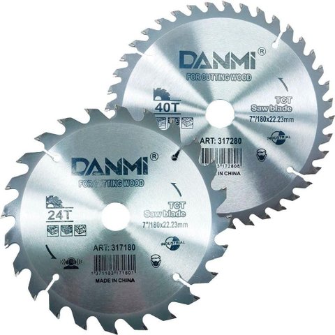 Kit 2 Lamina Disco de Corte Prata Circular Madeira 180/180/mm