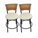 Ver imagem 1 de Kit 2 Banquetas Baixa de Cozinha Encosto Junco