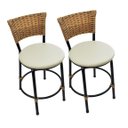 Ver imagem 2 de Kit 2 Banquetas Baixa de Cozinha Encosto Junco