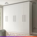 Ver imagem 3 de Guarda Roupa de Casal 250 x 230 Cm 6 Portas 3 Gavetas 3 Cabideiros MDP Branco 1056 - PRIME