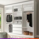 Ver imagem 2 de Guarda Roupa de Casal 250 x 230 Cm 6 Portas 3 Gavetas 3 Cabideiros MDP Branco 1056 - PRIME