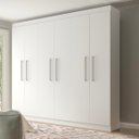 Ver imagem 1 de Guarda Roupa de Casal 250 x 230 Cm 6 Portas 3 Gavetas 3 Cabideiros MDP Branco 1056 - PRIME