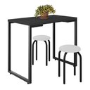 Ver imagem 1 de Mesa de Cozinha Bistrô Porto Preto 90cm com 2 Banquetas Industriais Maviê Branco/Preto - Mpozenato