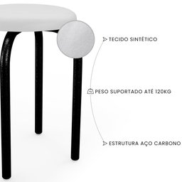 Mesa de Cozinha Bistrô Porto Preto 90cm com 2 Banquetas Industriais Maviê Branco/Preto - Mpozenato - 8