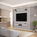 Ver imagem 1 de Conjunto com Painel Ripado e Bancada Suspensa 223cm Trento para Sala de Estar Bali DJ Móveis