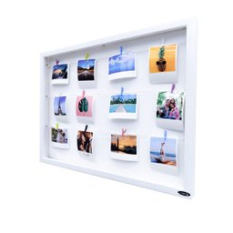 Quadro de Fotos Varal 40x55cm Branco + 10 Pregadores - 3 Quadro de Fotos Varal 40x55cm Branco + 10 Pregadores - 3