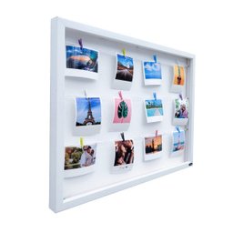 Quadro de Fotos Varal 40x55cm Branco + 10 Pregadores - 1 Quadro de Fotos Varal 40x55cm Branco + 10 Pregadores - 1