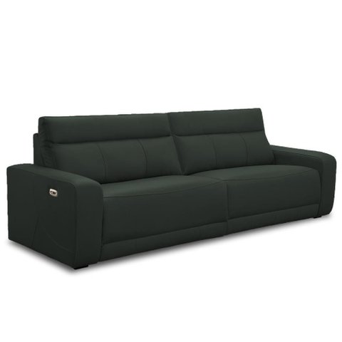 Sofá 4 Lugares Rettrátil Reclinável Elétrico 284cm Mazi L06 Couro Verde Escuro - Lyam Decor
