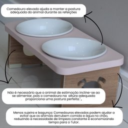 Comedouro Elevado Duplo Cachorro Pet Mdf Colors Rose - 3