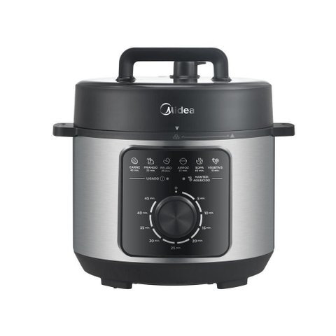 Panela de Pressão Elétrica Midea 4 Litros Mecânica Preta e Inox PPM41 110V