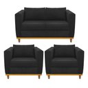 Ver imagem 1 de Kit Sofá 2 Lugares e 2 Poltronas Europa Suede Preto - Am Decor