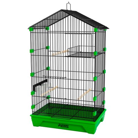 Gaiola Travas Plásticas Malha Fina para Periquito Quatiguá:preto+verde