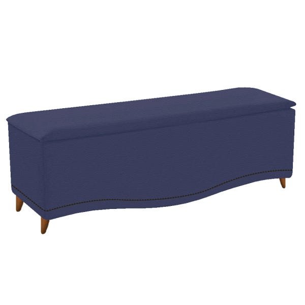 Kit Cabeceira e Calçadeira Yasmim 140 cm Casal Corano Azul Marinho - ADJ Decor - 3