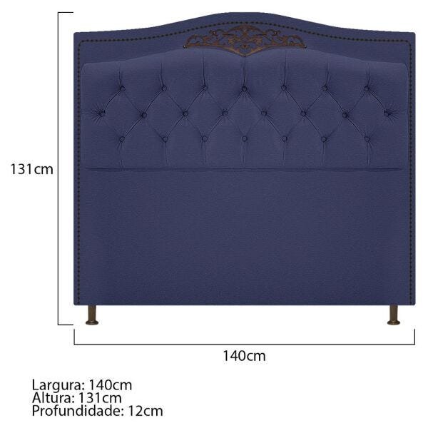 Kit Cabeceira e Calçadeira Yasmim 140 cm Casal Corano Azul Marinho - ADJ Decor - 4