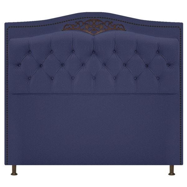 Kit Cabeceira e Calçadeira Yasmim 140 cm Casal Corano Azul Marinho - ADJ Decor - 2
