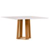 Mesa de Jantar Quadrada 135cm Tampo MDF Vidro Trevisan N02 Ypê/Off White - Mpozenato - 1