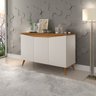 Buffet Aparador Encanto 3 Portas com Pés de Madeira Off-White/Nature - 1