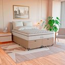 Ver imagem 4 de Cama Box Baú Casal Bipartido Bege + Colchão Paris Branco Suede Bege/branco