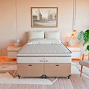 Ver imagem 3 de Cama Box Baú Casal Bipartido Bege + Colchão Paris Branco Suede Bege/branco