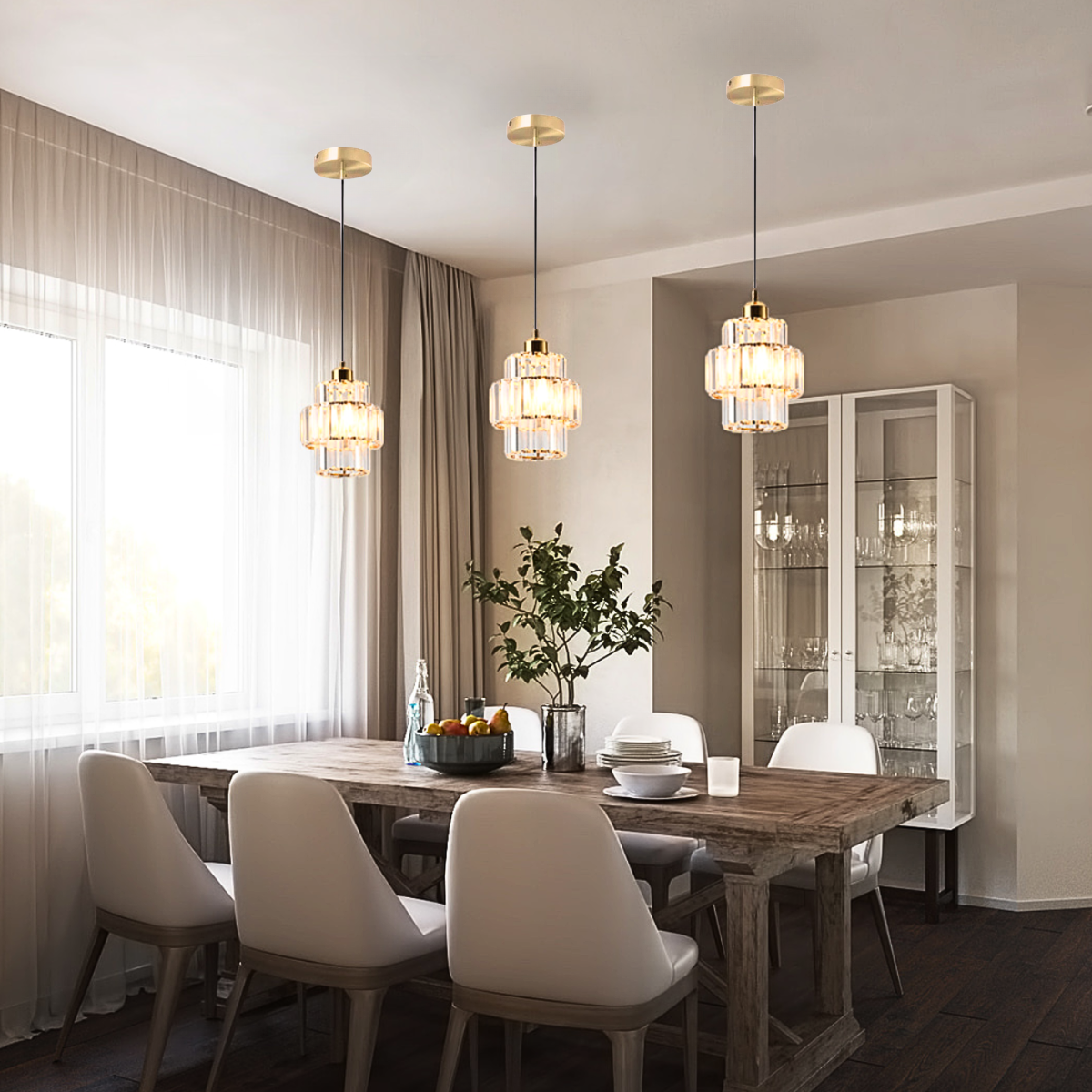 Ver imagem 7 de Luminária Pendente até 128cm 32 Cristais Metal Lustre Plafon Teto Bivolt E27 Gimpo Kjdd-e-003:dourad