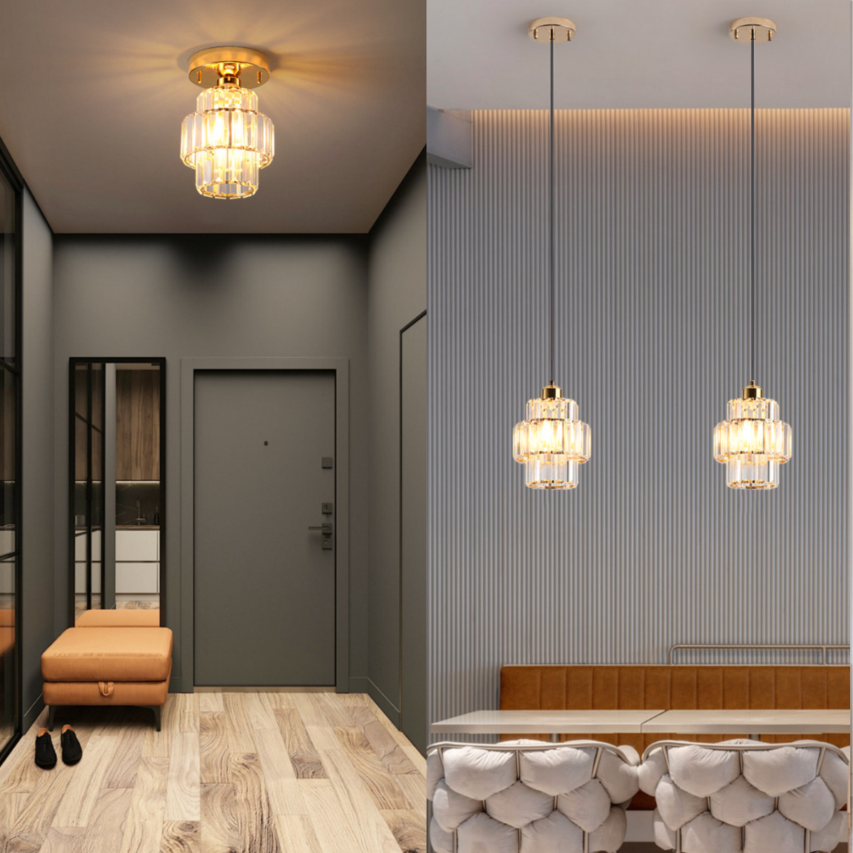 Ver imagem 3 de Luminária Pendente até 128cm 32 Cristais Metal Lustre Plafon Teto Bivolt E27 Gimpo Kjdd-e-003:dourad