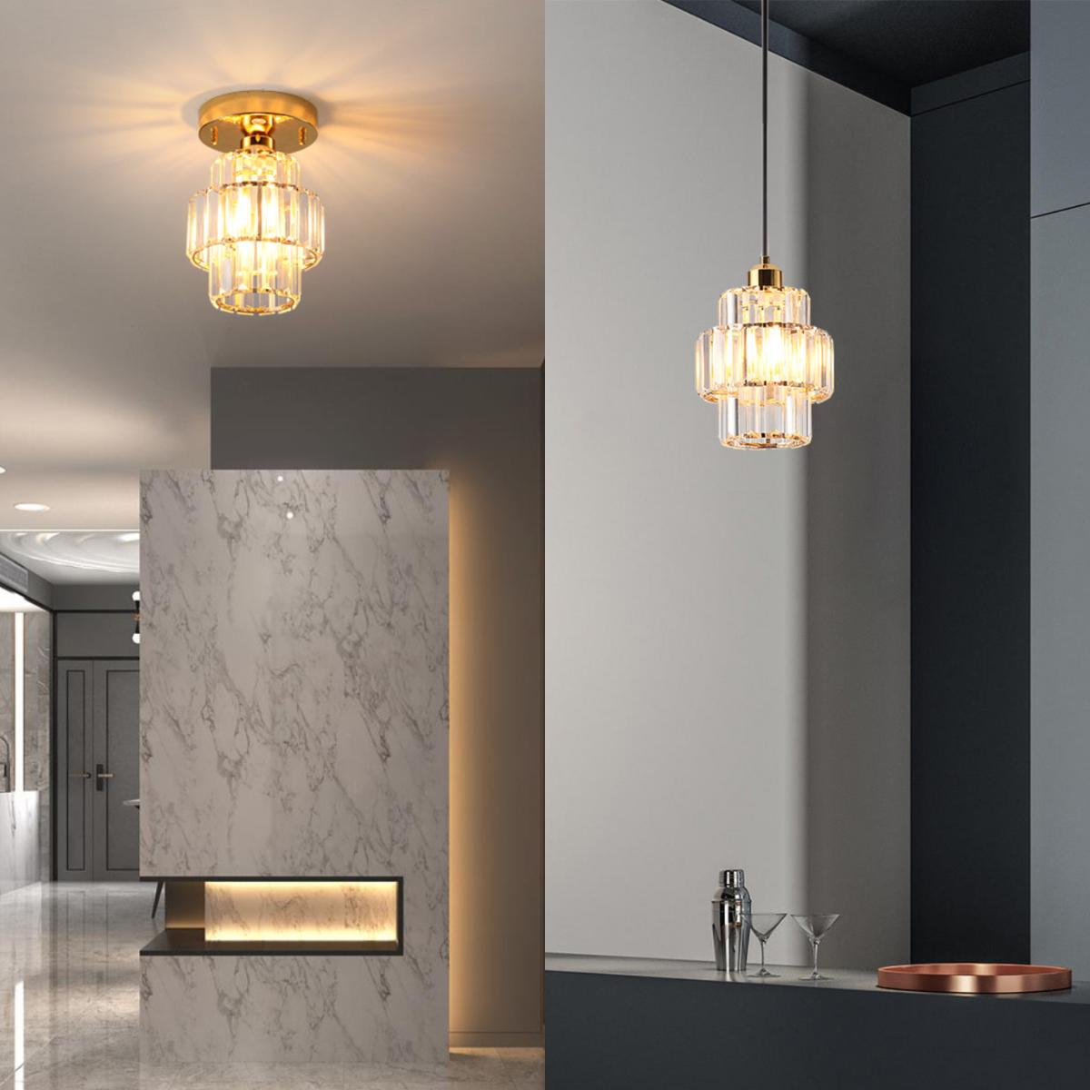 Ver imagem 4 de Luminária Pendente até 128cm 32 Cristais Metal Lustre Plafon Teto Bivolt E27 Gimpo Kjdd-e-003:dourad