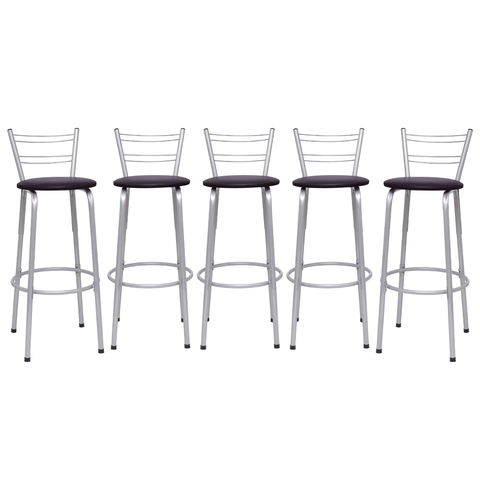 Kit 5 Banquetas para Balcão Flórida Prata Bistrô Ilhas Cozinha Gourmet Bares
