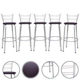 Kit 5 Banquetas para Balcão Flórida Prata Bistrô Ilhas Cozinha Gourmet Bares - 1