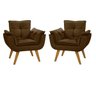 Kit 2 Poltronas Decorativas Lidi Suede Marrom Pés Palito Caramelo para Sala de Estar Luxo - Bela Dec - 1
