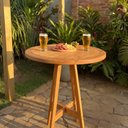 Ver imagem 3 de Mesa Bistrô Alta Redonda 80cm Madeira Maciça Área Externa Varanda Gourmet – Arveni