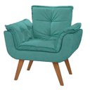 Ver imagem 2 de Kit 2 Poltronas Decorativas Lidi Suede Azul Tiffany Pés Palito Caramelo para Sala de Estar Luxo - Be