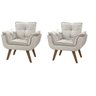 Kit 2 Poltronas Decorativas Opala Suede Creme para Sala de Estar Luxo Escritório Quarto - 1